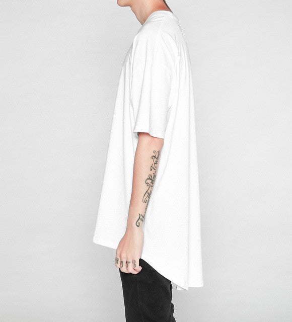 Men's  t -shirts extended irregular hem