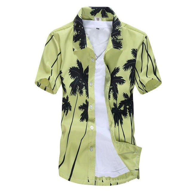 Summer Men's Beach Shirt Short Sleeve Floral Print Hawaiian style..