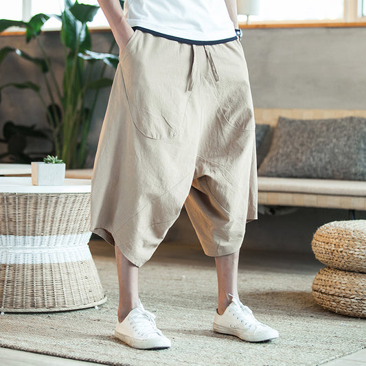 Summer new style irregular hem baggy shorts