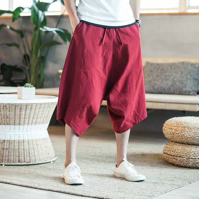 Summer new style irregular hem baggy shorts