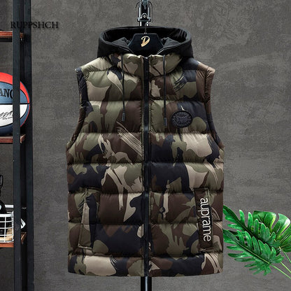 Men’s Cotton Camouflage Vest Outdoor Elastic Warm Winter Windproof Jacket Oversize available