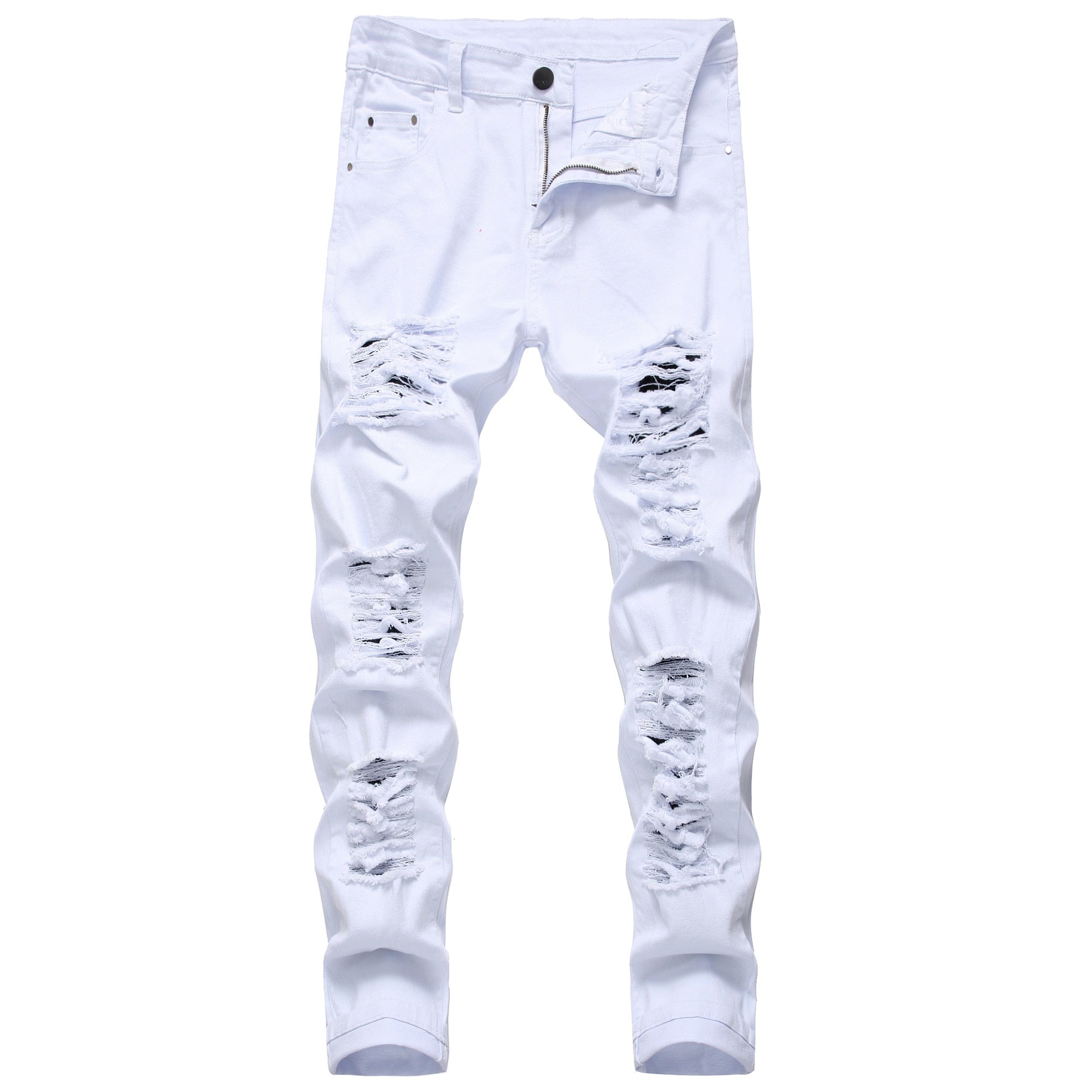 New men's ripped design denim white Jeans. Slim fit. – ill-ones