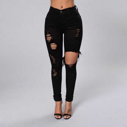 Women's new ripped slim fit jeans