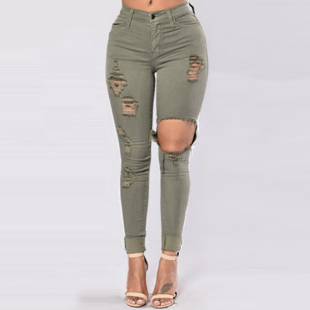 Women's new ripped slim fit jeans