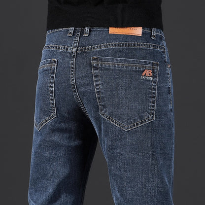 Men's Classic Black Jeans Elastic Slim Fit Denim Pants