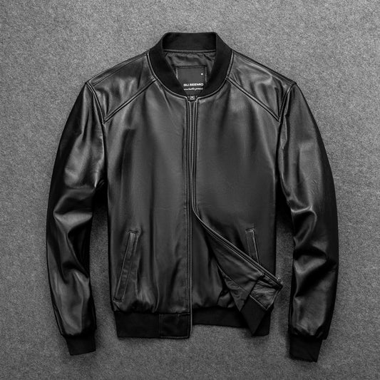 Men's genuine 100% sheepskin leather jacket