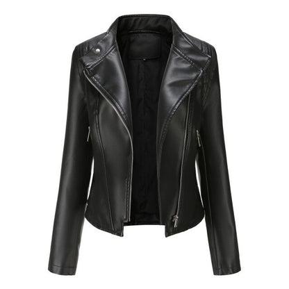 New Style Ladies Slim Leather Spring Thin Long-Sleeved Jacket