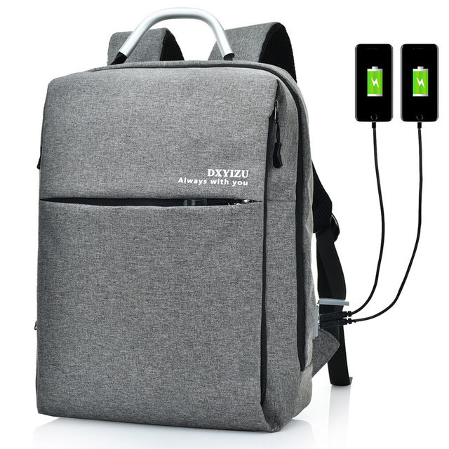 Unisex Backpack w/Double External USB Phone Charger