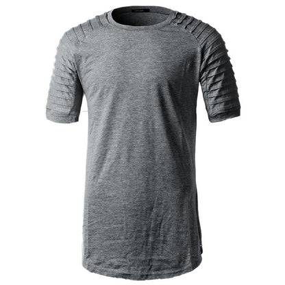 Men's Short Sleeve Zipper Side Fold Shoulder T-shirt