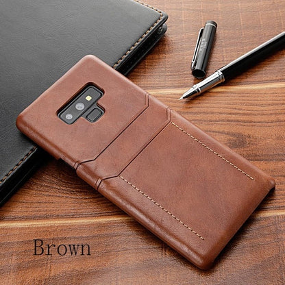 Retro genuine Leather Case for Samsung Galaxy s9 plu for Samsung Galaxy note9 Galaxy s8 View Card Slot for Galaxy Note8 case