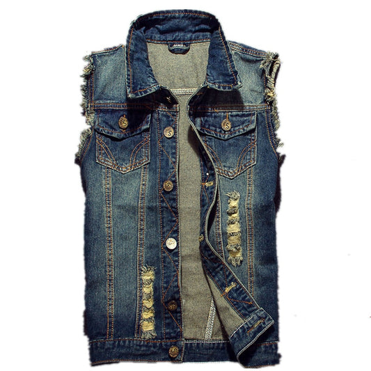 Ripped Jean men's vest Jacket Plus Size 6XL available.